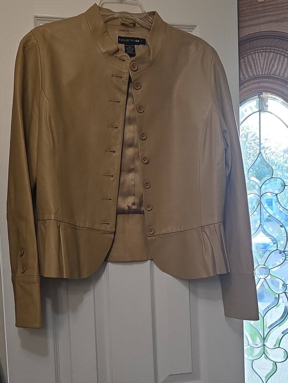 Industry+ Leather Tan Button-Front Blazer
